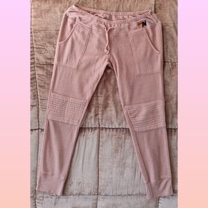 Aviator Nation Light Baby Pink Moto Joggers Sweatpants